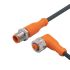 ifm electronic Straight Male 4 way M12 to Right Angle Female 5 way M12 Communication Cable, 3m