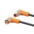 ifm electronic Right Angle Male 4 way M12 to Right Angle Female 5 way M12 Communication Cable, 250mm