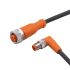 ifm electronic Right Angle Male 4 way M8 to Straight Female 5 way M12 Communication Cable, 300mm