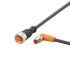 ifm electronic Right Angle Male 3 way M8 to Straight Female 5 way M12 Communication Cable, 300mm