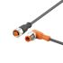 ifm electronic Right Angle Male 3 way M12 to Straight Female 5 way M12 Communication Cable, 300mm