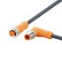 ifm electronic Right Angle Male 4 way M12 to Straight Female 5 way M12 Communication Cable, 1m