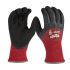 Milwaukee Winter Cut Black/Red Glass Fibre, HPPE Cut Resistant Work Gloves, Size 10, XL, Latex Coating