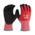 Milwaukee Winter Cut Black/Red Glass Fibre, HPPE Cut Resistant Work Gloves, Size 9, L, Latex Coating