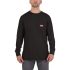 Milwaukee Black 40% Polyester, 60% Cotton Long Sleeve T-Shirt, UK- XXL, EUR- XXL, Hi-Vis