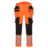 Portwest DX442O Black/Orange Durable Hi Vis Trousers, 30in Waist Size