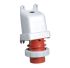 Amphenol Industrial, 2CMA1 IP67, IP69 Red Wall Mount 3P+N+E Angled Industrial Power Plug, Rated At 32A, 415 V