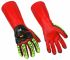 Ansell Ringers R-074 Red Thermoplastic Rubber Chemical Resistant, Cut Resistant Waterproof Gloves, Size 10, PVC Coating