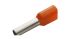 RND, RND 465 Insulated Bootlace Ferrule, 18mm Pin Length, 2.8mm Pin Diameter, Orange