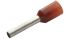 RND, RND 465 Insulated Bootlace Ferrule, 12mm Pin Length, 4.5mm Pin Diameter, Red