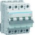 Hager MMN MCB, 4P, 16A, 400V AC, 25 kA Breaking Capacity