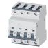 Siemens B型MCB, 4极, 15 kA分断, 40A, 400VAC, 880VDC, 5SY5系列