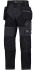 Snickers FlexiWork Black Men's Polyester Trousers 36in, 92cm Waist