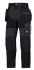 Snickers FlexiWork Black Men's Polyester Trousers 36in, 80cm Waist
