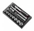 Facom 23-Piece Metric 1/2 in Standard Socket Set with Ratchet, 6 point