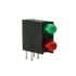 Dialight NYÁK-ra szerelhető LED állapotjelző Zöld, piros Derékszögű, Átmenő furat, 2 db LED, 60°, 20 V