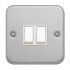 Contactum White Metal Clad Switch, 2 Way, 2 Gang, Metal Clad