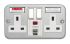 Contactum 13A, BS 7288 Fixing, Active, 2 Gang RCD Socket, Wall Mount, Switched, IP2X, 230 V ac, Grey, Screwed Faceplate