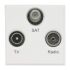 FM, SAT, TV White Female 3 Outlet TV Aerial Connector, Wall Mount