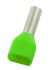 RS PRO Insulated Crimp Bootlace Ferrule, 14mm Pin Length, 5.3mm Pin Diameter, 2 x 6mm² Wire Size, Green