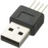 Konektor USB typ A, řada: CLB-JL, počet portů: 1 Port, Samec verze USB Type A, 500mA, 5 V DC, Průchozí otvor, Pájení