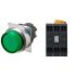 Omron, A22N Illuminated Green Flat Push Button Complete Unit, DPNO, 22mm Momentary Screw