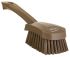 Vikan Hard Bristle Brown Scrubbing Brush, 36mm bristle length, PET bristle material