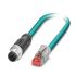 Phoenix Contact Cat5 Straight Male M12 to Straight Male RJ45 Ethernet Cable, Aluminium Foil, Tinned Copper Braid, Blue