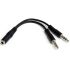 StarTech.com Female 3.5mm Stereo Jack to Male 3.5mm Stereo Jack x 2 Aux Cable, Black, 130mm