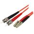 StarTech.com LC to ST Duplex Multi Mode OM2 Fibre Optic Cable, 50/125μm, Orange, 1m