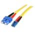StarTech.com LC to SC Duplex Single Mode OS1 Fibre Optic Cable, 9/125μm, Yellow, 4m