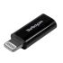Cable USB Startech, con A. Micro USB B Hembra, con B. Lightning Macho, long. 26mm, color Negro