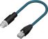 RS PRO Cat6a Straight Male M12 to Male RJ45 Ethernet Cable, Tinned Copper Braid, Teal PVC Sheath, 10m