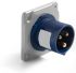 RS PRO IP44 Blue Panel Mount 2P + E Industrial Power Plug, Rated At 16A, 200 → 250 V