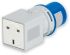 RS PRO IP20 Blue 2P + E Industrial Power Connector Adapter Socket, Rated At 13A, 230 V