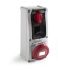 RS PRO IP67 Red Surface Mount 3P + N + E Vertical Industrial Power Socket, Rated At 16A, 400 V
