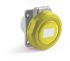 RS PRO IP67 Yellow Panel Mount 2P + E Angled Industrial Power Socket, Rated At 16A, 100 → 130 V