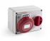 RS PRO IP67 Red Wall Mount 3P + N + E Horizontal Industrial Power Socket, Rated At 16A, 400 V
