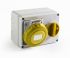 RS PRO IP67 Yellow Wall Mount 2P + E Horizontal Industrial Power Socket, Rated At 16A, 110 V