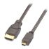 Lindy Electronics 3840x2160@30Hz 4:4:4 8bit - HDMI to Micro HDMI Cable, Male to Male - 1m