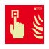 Señal de protección contra incendios, con pictograma: Alarma contra Incendios, texto en Español : Pulsador De Alarma,