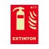 Señal de protección contra incendios, con pictograma: Extintor contra Incendios, texto en Español : EXTINTOR, 210mm x
