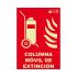 Señal de protección contra incendios, con pictograma: Extintor contra Incendios, texto en Español : COLUMNA MÓVIL DE