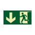 Señal de salida de emergencia con flecha hacia abajo Astlight de PVC, idioma: Español, texto: Evacuacion Recta Abajo