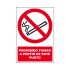 Señal de prohibición con pictograma: Prohibido Fumar, texto en Español "Prohibido Fumar A Partir De Este Punto",