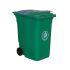 RS PRO Polyethylen Mülleimer 360L Grün T 625mm H. 1095mm B. 850mm, mit Deckel, auf Räder