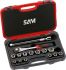 SAM 15-Piece Metric 1/2 in Standard Socket Set with Ratchet, 6 point