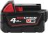 Milwaukee M18B4 4Ah 18V Rechargeable Power Tool Battery, For Use With Milwaukee Power Tools
