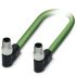 Phoenix Contact Cat5 Ethernet Cable Right Angle, M8 to Unterminated, STP Shield, Green Polyurethane Sheath, 1m
