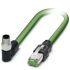 Phoenix Contact Cat5 Ethernet Cable Right Angle, M8 to Straight RJ45, STP Shield, Green Polyurethane Sheath, 2m